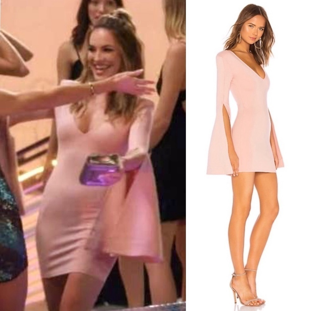 NWT MICHAEL COSTELLO X REVOLVE 70s Long Bell Sleeve V-Neck Bodycon Mini Dress M‎ - Picture 4 of 8